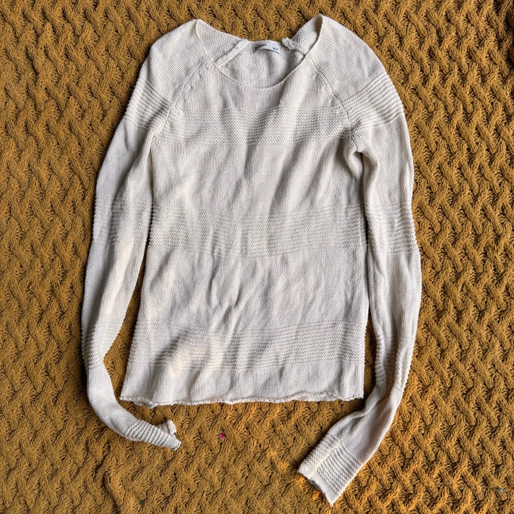 Old Navy Cotton Blend Long Sleeve Cream Sweater Pull Over Top Size S Small Women